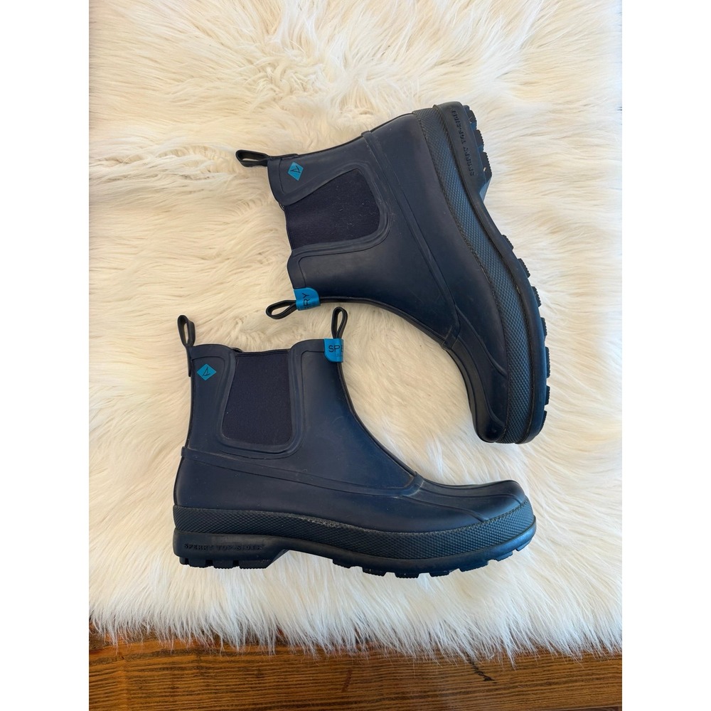 Sperry Men's Blue Rubber Chelsea Rain Boots navy size 10